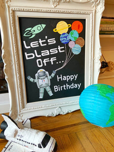 Space themed party decor